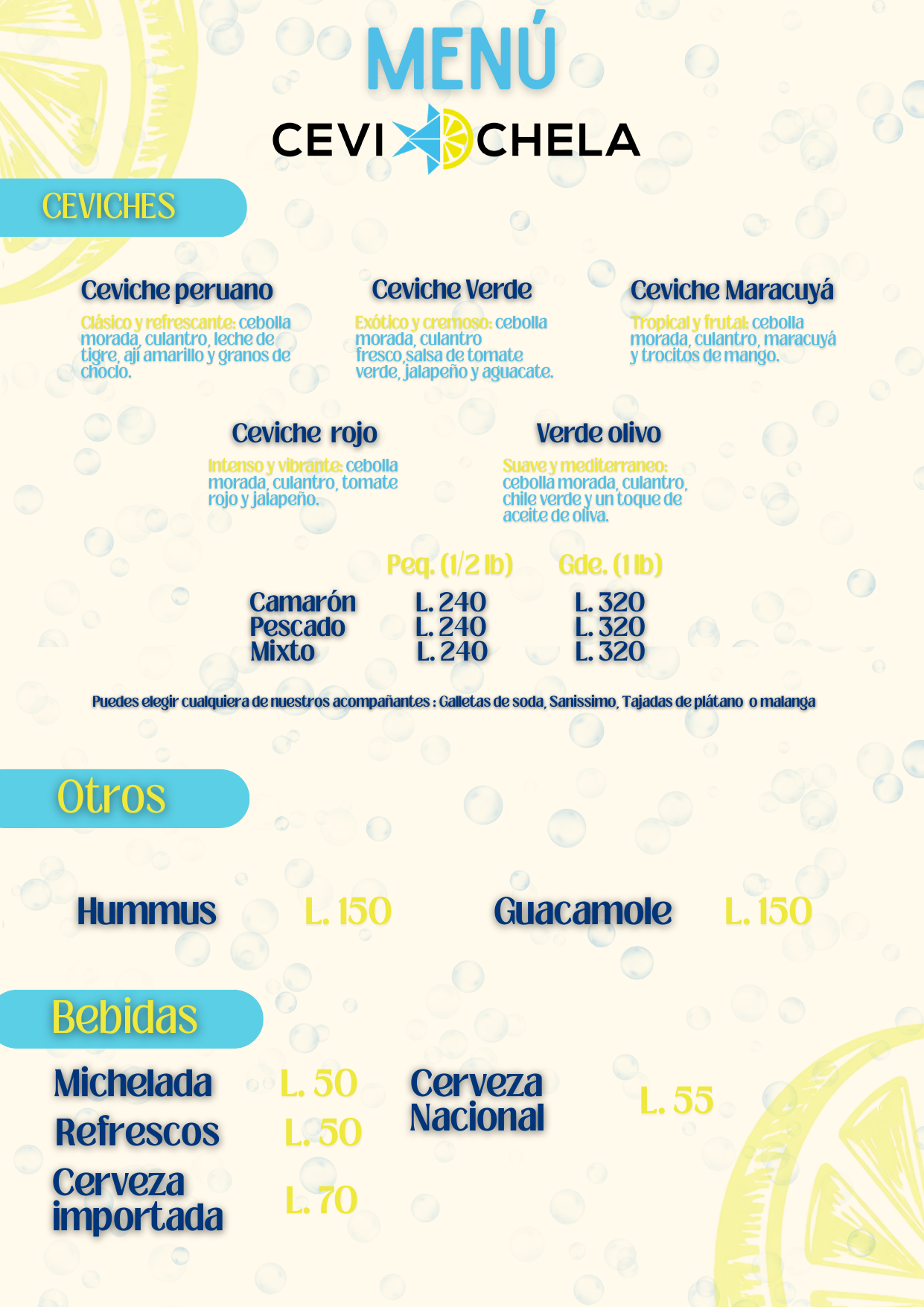 Menú Cevichela