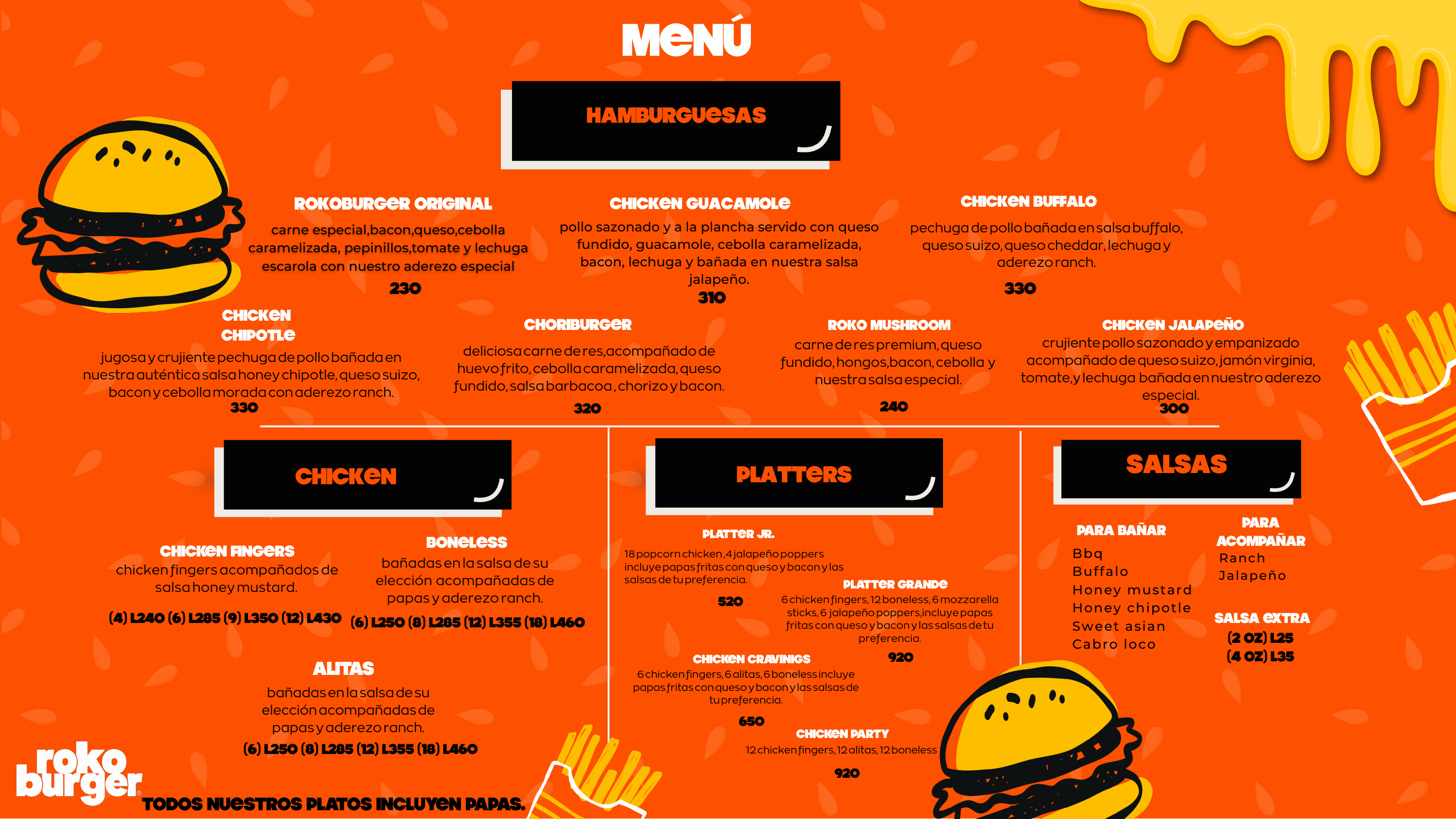 Menú Roko Burger página 1